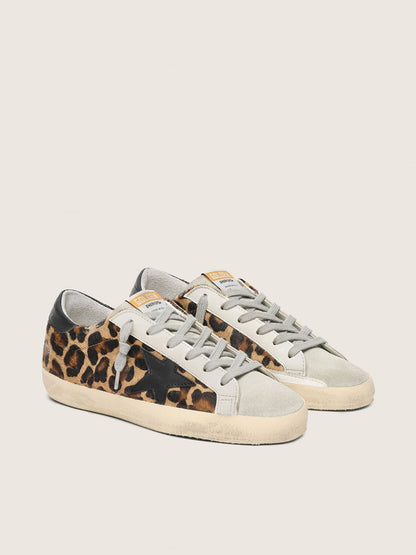 Golden Goose Womens Super-Star In Leopard Print Leather Womens