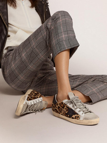 Golden Goose Womens Super-Star In Leopard Print Leather Womens