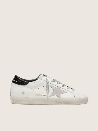 Golden Goose Womens Super-Star With White Suede Star And Black Croc-Print Leather Heel Tab Womens