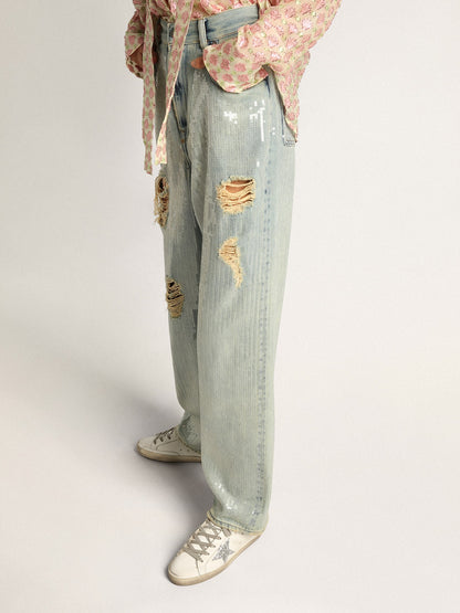 Golden Goose Womens Super-Star With Shearling Lining And Silver Glitter Star Womens