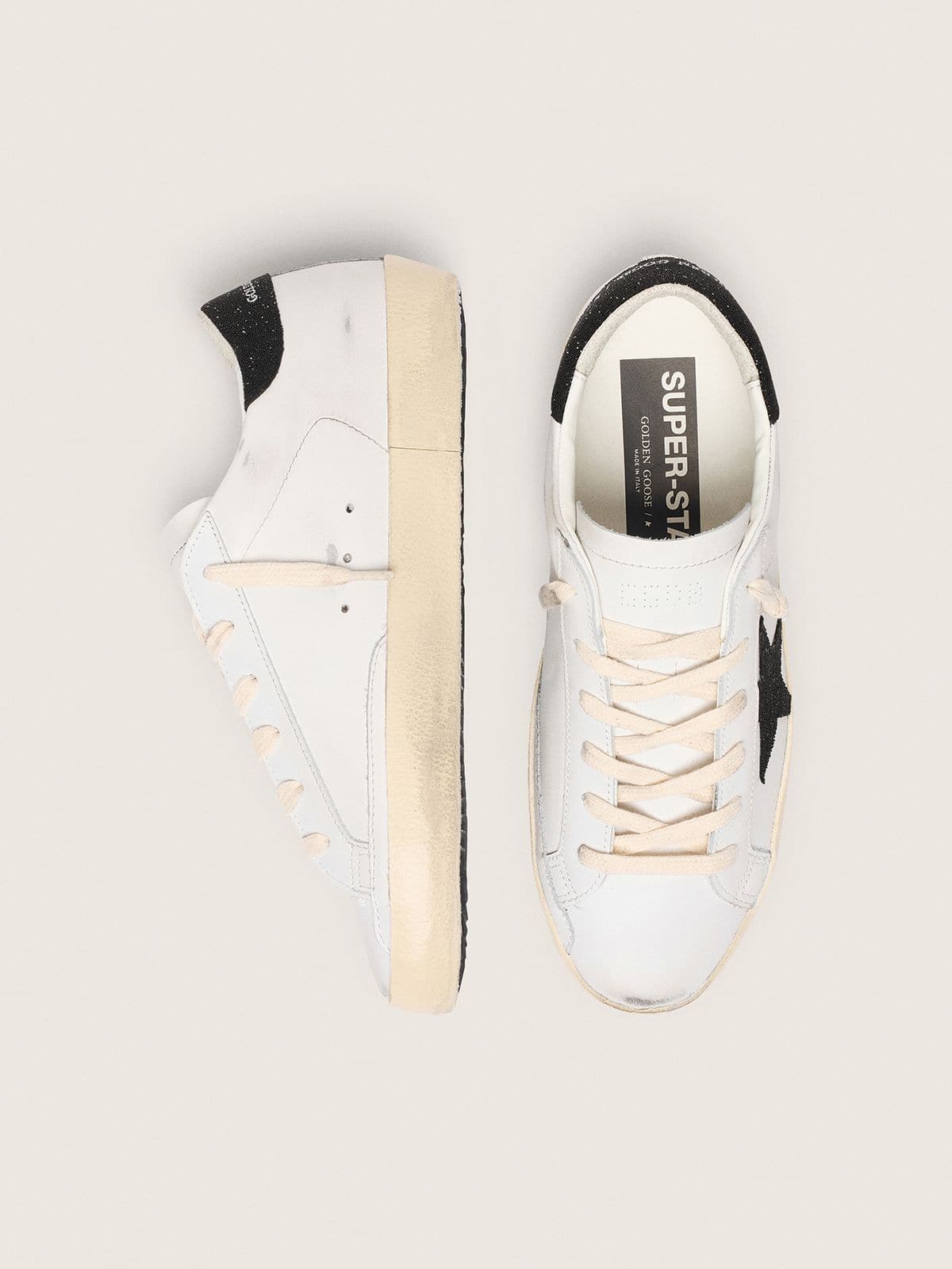 Golden Goose Womens Super-Star With A Black Swarovski Crystal Star And Heel Tab Womens