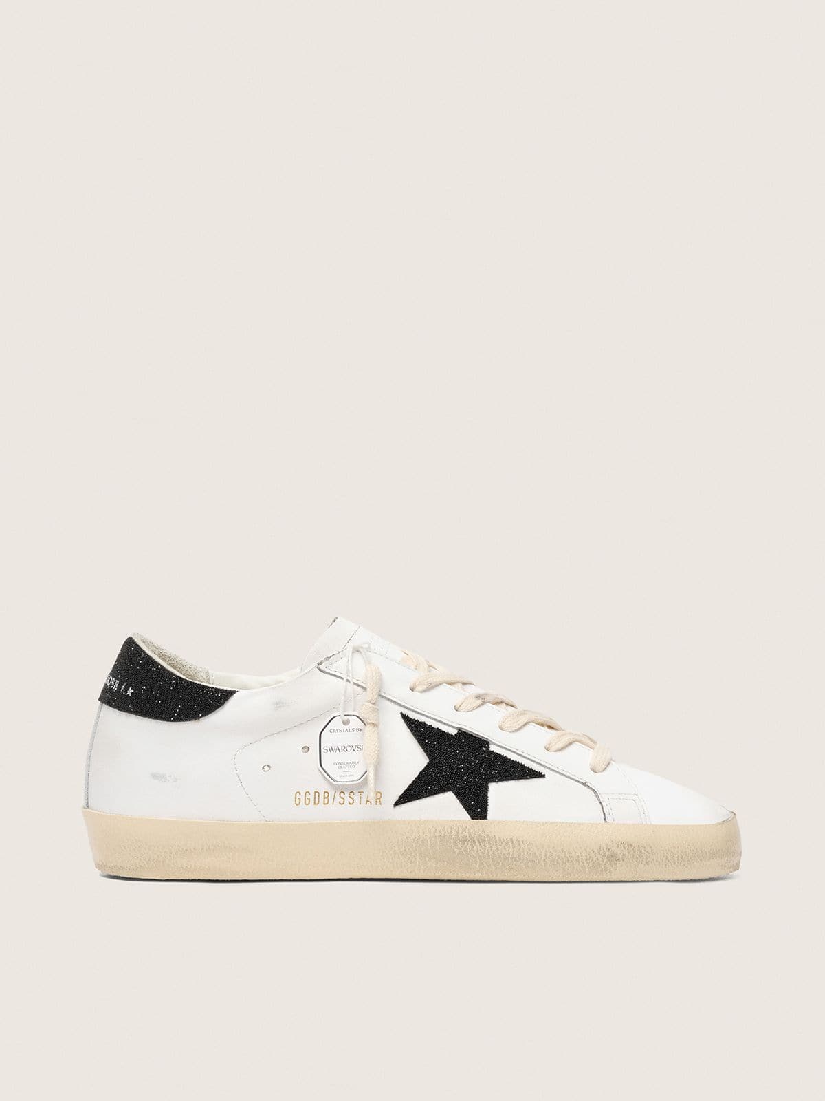 Golden Goose Womens Super-Star With A Black Swarovski Crystal Star And Heel Tab Womens