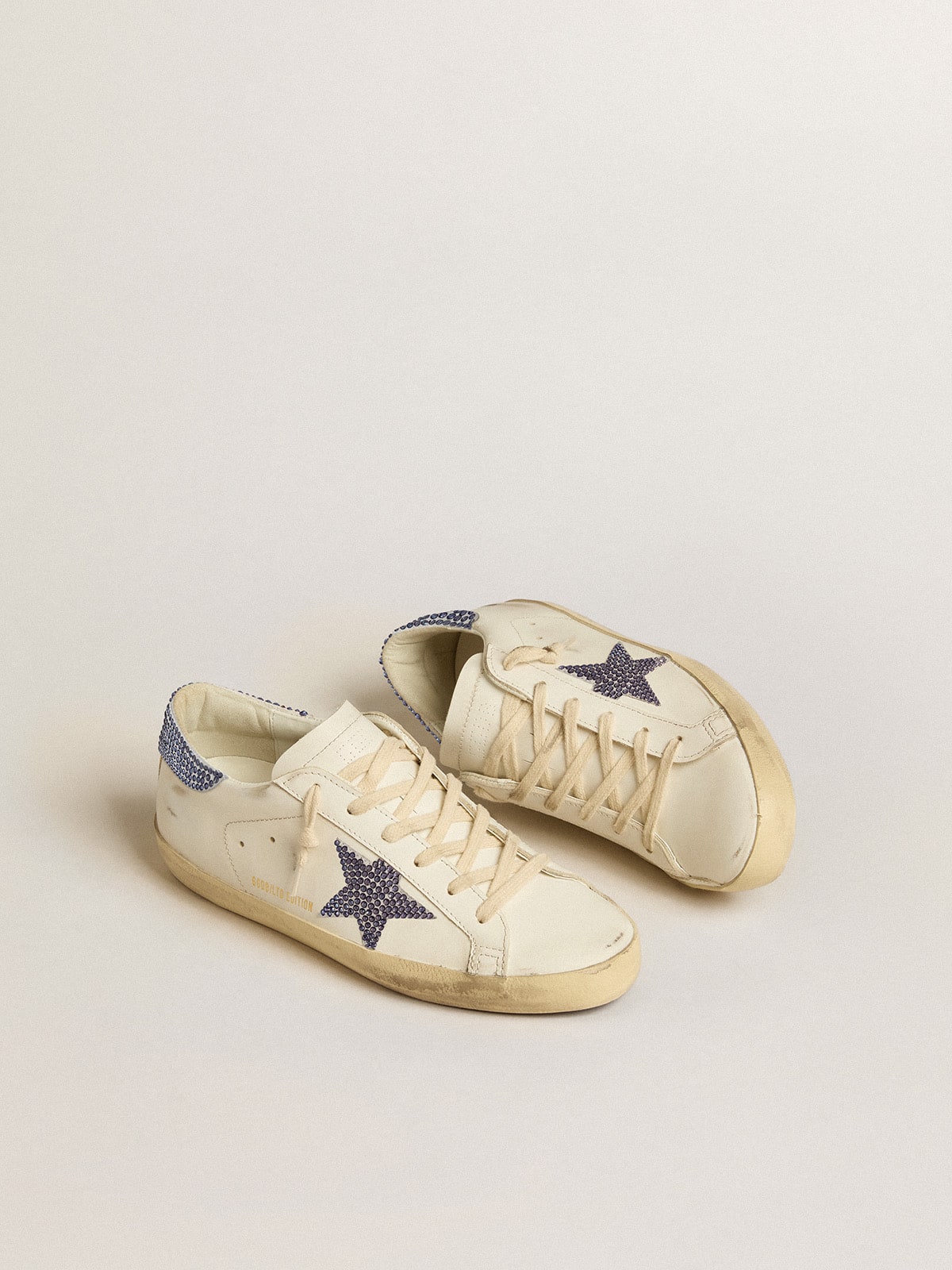 Golden Goose Womens Super-Star Ltd With Suede Star And Heel Tab With Swarovski Crystals Womens