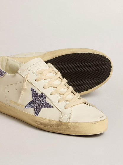 Golden Goose Womens Super-Star Ltd With Suede Star And Heel Tab With Swarovski Crystals Womens