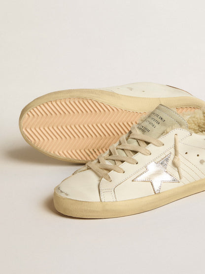 Golden Goose Super-Star With Silver Leather Star And Crocodile-Print Leather Heel Tab Womens