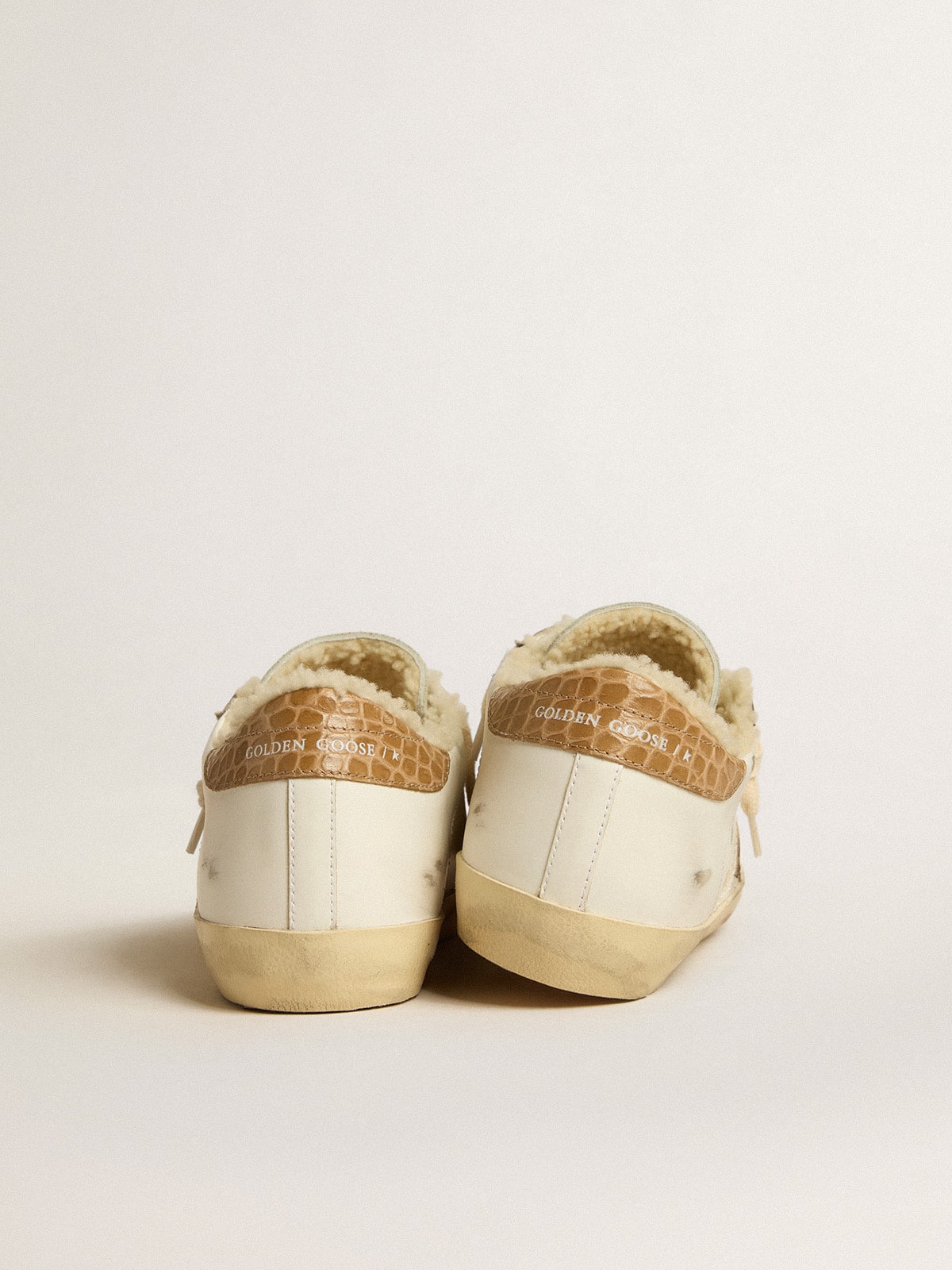 Golden Goose Super-Star With Silver Leather Star And Crocodile-Print Leather Heel Tab Womens