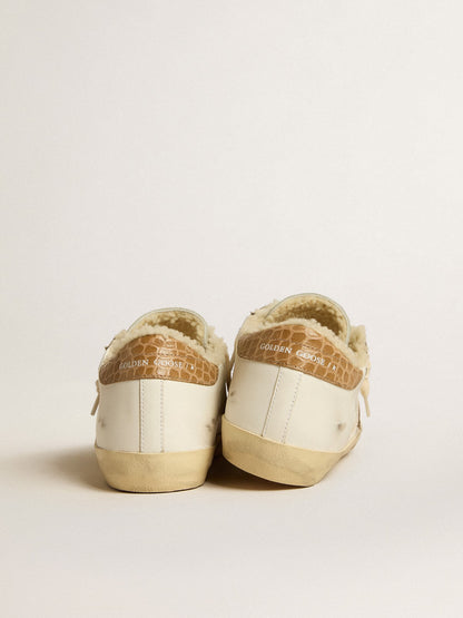Golden Goose Super-Star With Silver Leather Star And Crocodile-Print Leather Heel Tab Womens