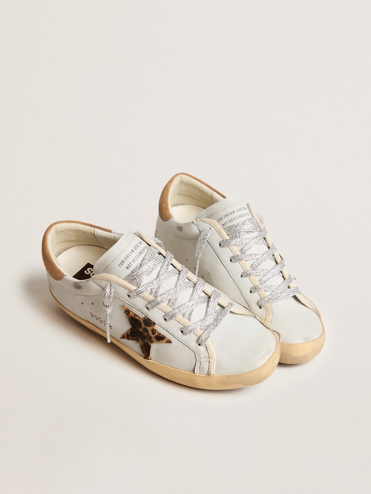 Golden Goose Womens Super-Star In Nappa Leather With Pony Skin Star And Suede Heel Tab Womens