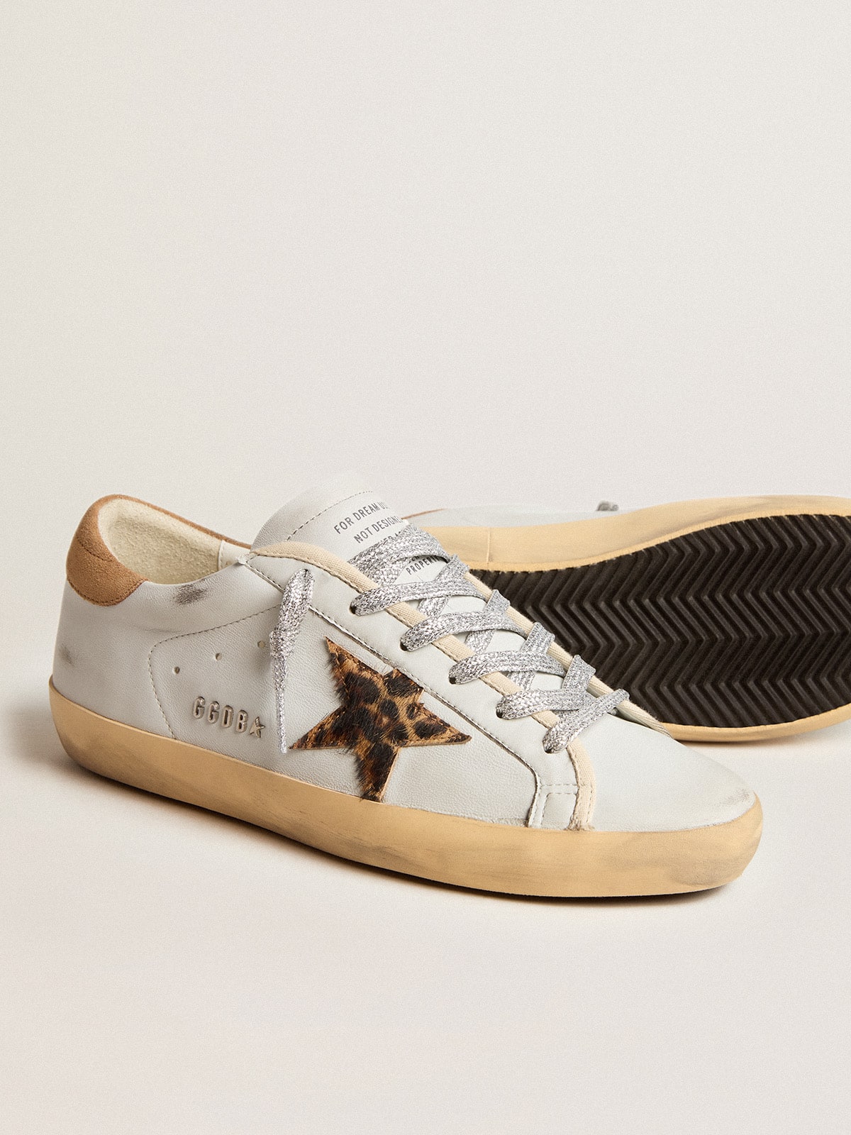 Golden Goose Womens Super-Star In Nappa Leather With Pony Skin Star And Suede Heel Tab Womens