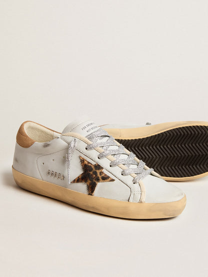 Golden Goose Womens Super-Star In Nappa Leather With Pony Skin Star And Suede Heel Tab Womens