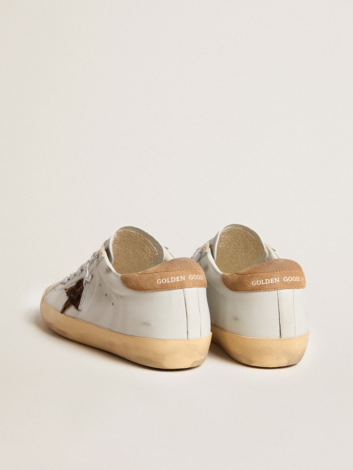 Golden Goose Womens Super-Star In Nappa Leather With Pony Skin Star And Suede Heel Tab Womens