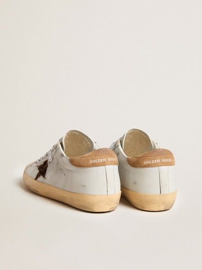 Golden Goose Womens Super-Star In Nappa Leather With Pony Skin Star And Suede Heel Tab Womens