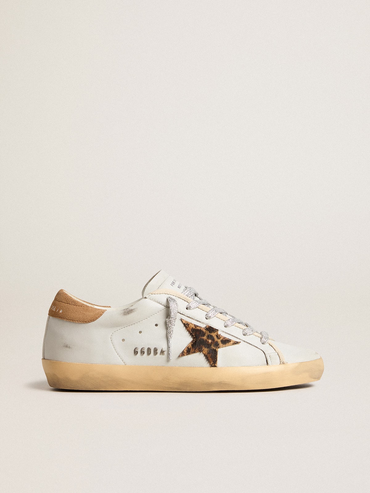 Golden Goose Womens Super-Star In Nappa Leather With Pony Skin Star And Suede Heel Tab Womens