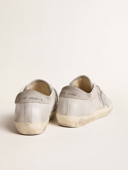 Golden Goose Super-Star Sneakers In Gray-White Glitter-Effect Leather With Leather Star Womens