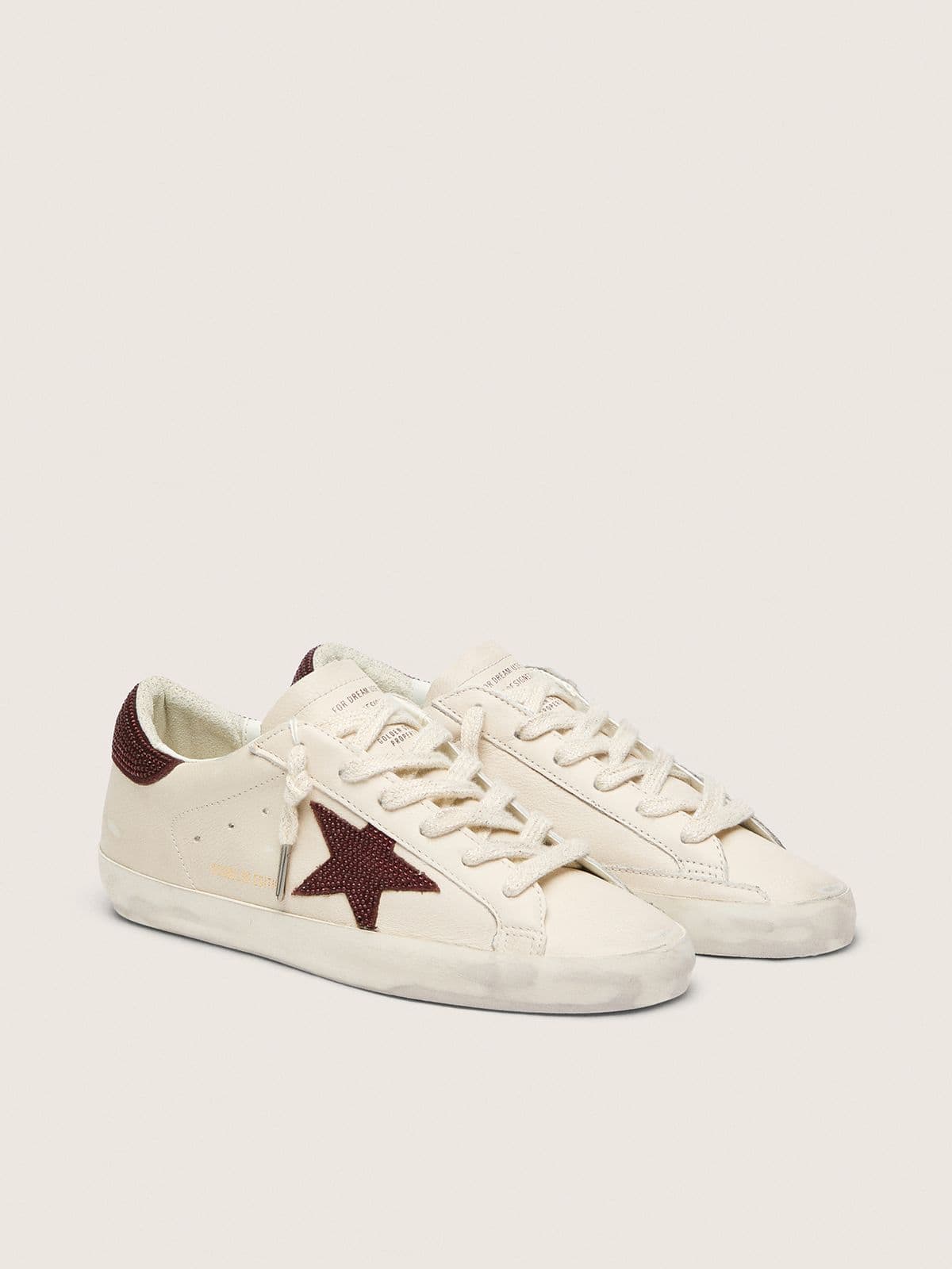 Golden Goose Womens Super-Star With Suede Star And Heel Tab With Swarovski Crystals Womens
