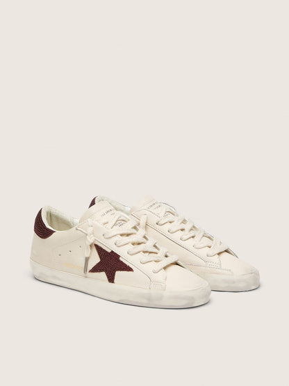 Golden Goose Womens Super-Star With Suede Star And Heel Tab With Swarovski Crystals Womens