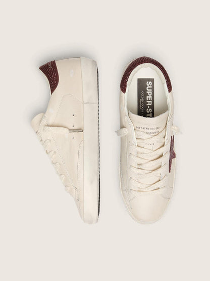 Golden Goose Womens Super-Star With Suede Star And Heel Tab With Swarovski Crystals Womens