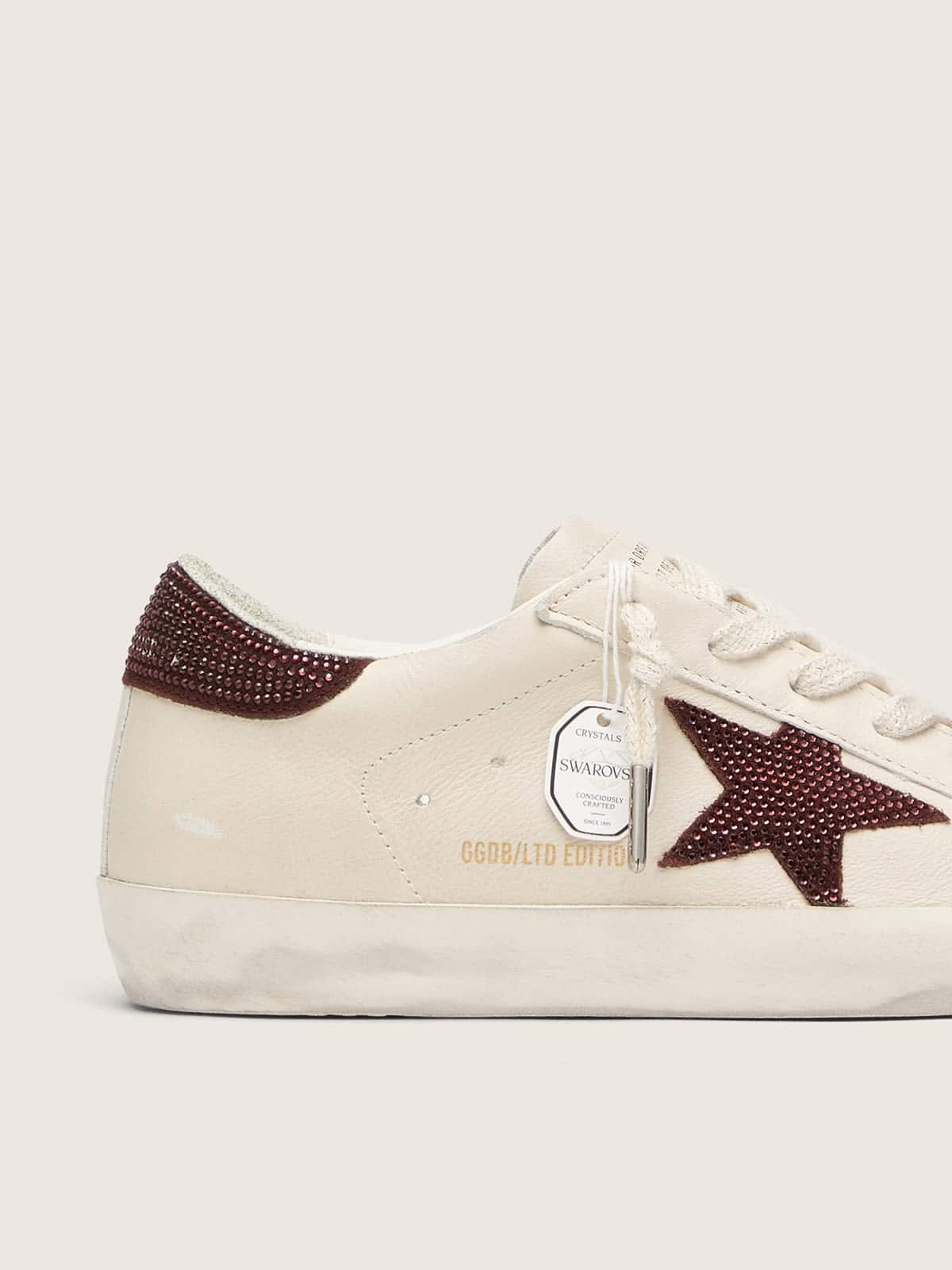 Golden Goose Womens Super-Star With Suede Star And Heel Tab With Swarovski Crystals Womens