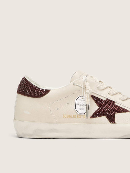 Golden Goose Womens Super-Star With Suede Star And Heel Tab With Swarovski Crystals Womens