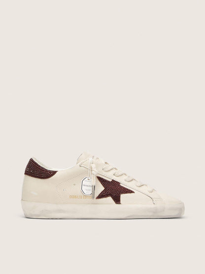 Golden Goose Womens Super-Star With Suede Star And Heel Tab With Swarovski Crystals Womens