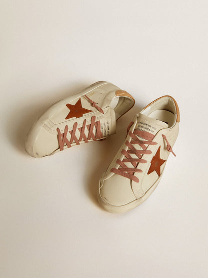 Golden Goose Womens Super-Star With Leather Star And Crocodile-Print Leather Heel Tab Womens