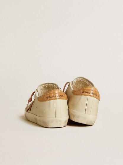 Golden Goose Womens Super-Star With Leather Star And Crocodile-Print Leather Heel Tab Womens