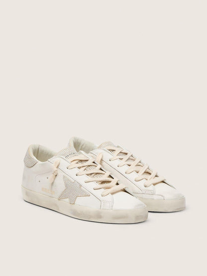 Golden Goose Womens Super-Star In Nappa Leather With Swarovski Crystal Star And Heel Tab Womens