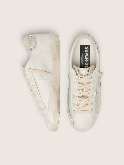 Golden Goose Womens Super-Star In Nappa Leather With Swarovski Crystal Star And Heel Tab Womens