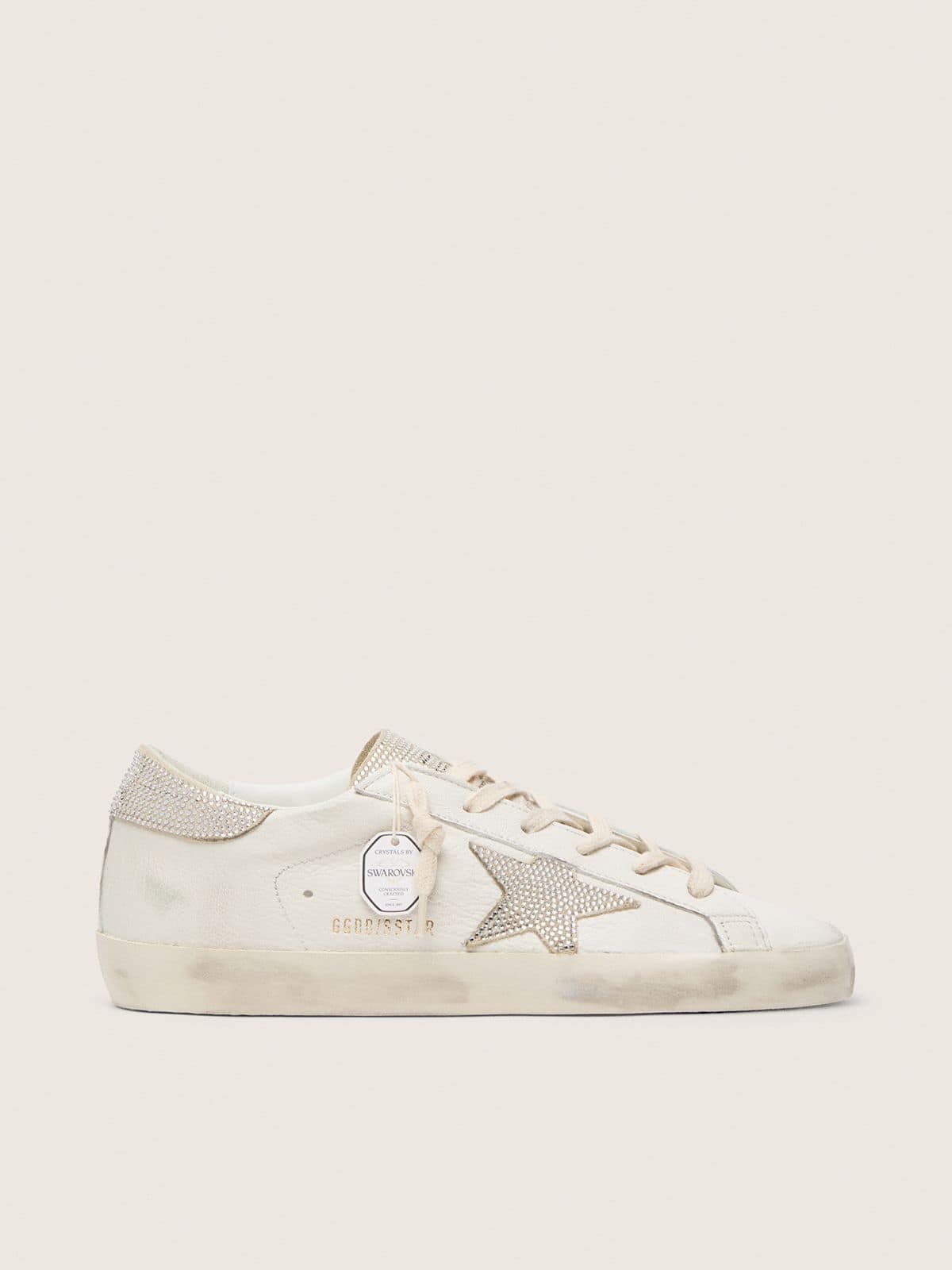 Golden Goose Womens Super-Star In Nappa Leather With Swarovski Crystal Star And Heel Tab Womens