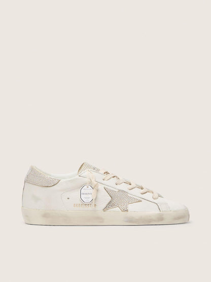 Golden Goose Womens Super-Star In Nappa Leather With Swarovski Crystal Star And Heel Tab Womens