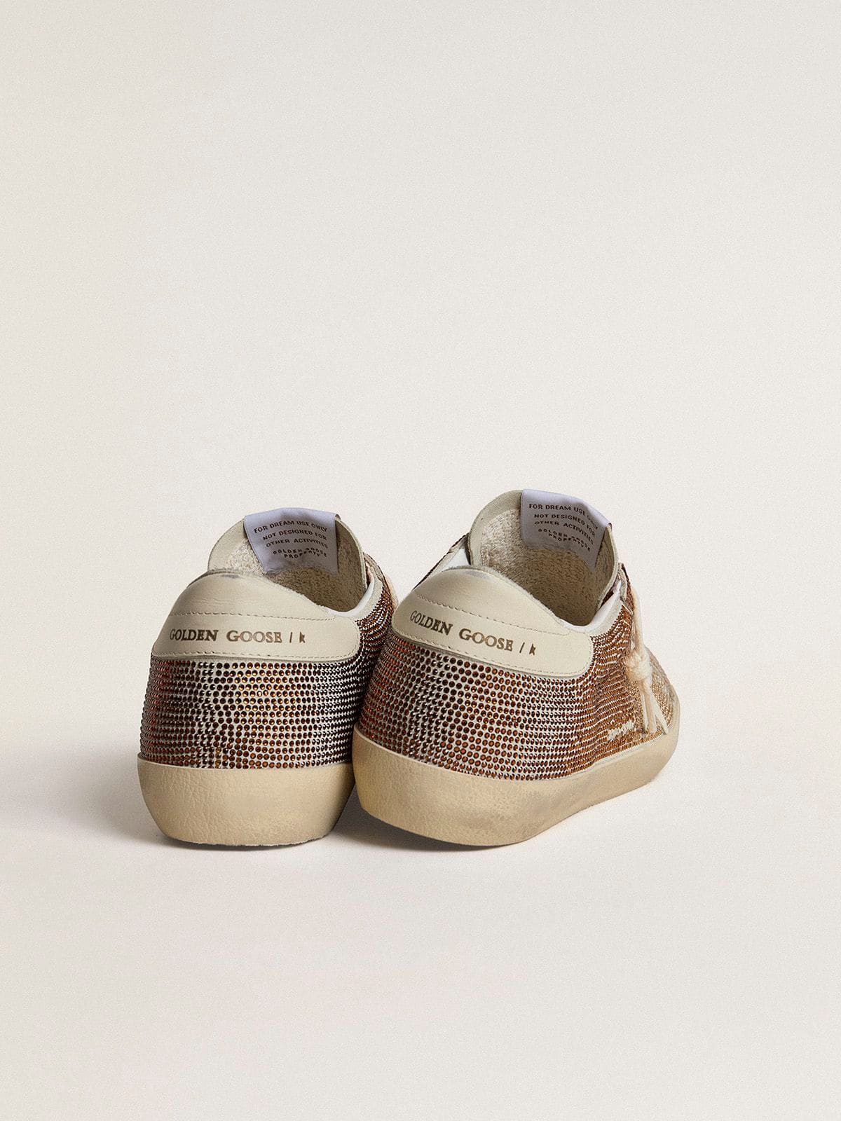 Golden Goose Super-Star In Beige Suede And Multicolored Crystals With Cream-Colored Leather Star And Heel Tab Womens