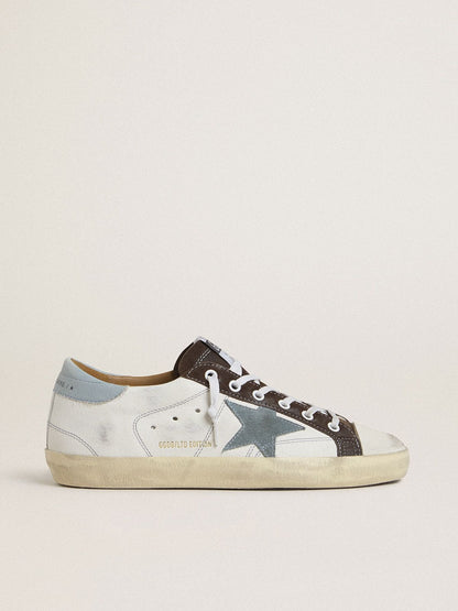 Golden Goose Womens Ltd Super-Star With Light Blue Suede Star And Light Blue Canvas Heel Tab Womens