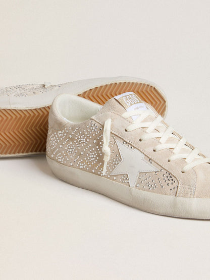 Golden Goose Womens Super-Star Ltd In Suede With Swarovski Crystals And Ice-Gray Leather Star Womens