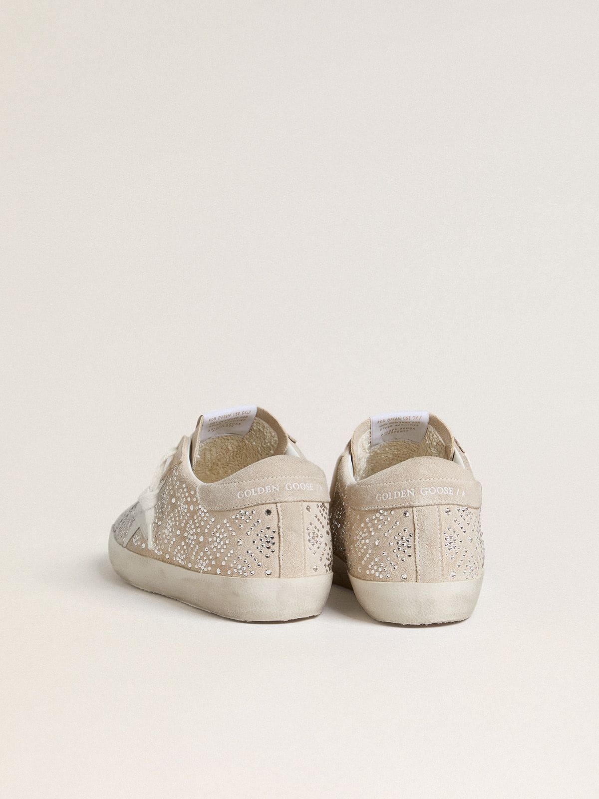 Golden Goose Womens Super-Star Ltd In Suede With Swarovski Crystals And Ice-Gray Leather Star Womens