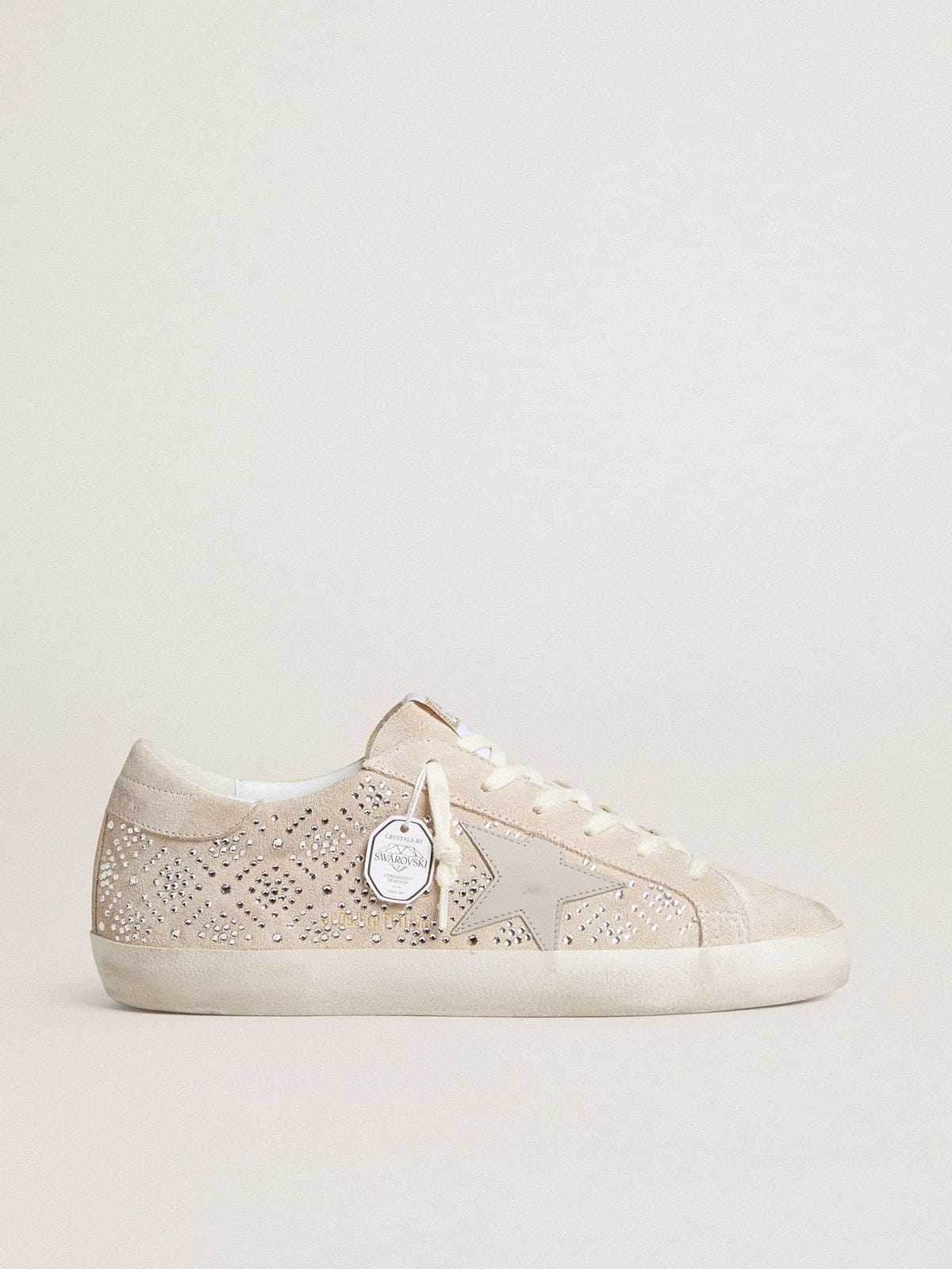 Golden Goose Womens Super-Star Ltd In Suede With Swarovski Crystals And Ice-Gray Leather Star Womens