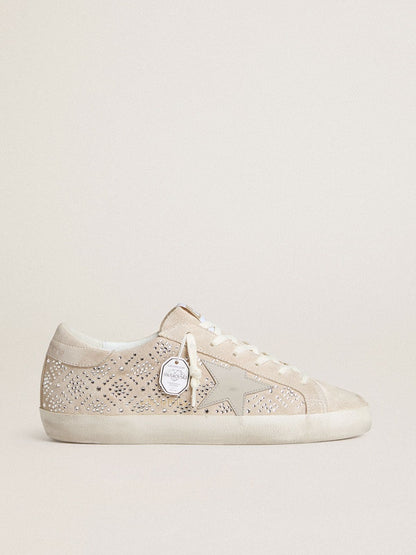 Golden Goose Womens Super-Star Ltd In Suede With Swarovski Crystals And Ice-Gray Leather Star Womens