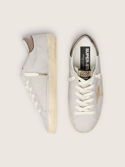 Golden Goose Super-Star With Crackle Leather Star And Metallic Foiled Leather Heel Tab Womens