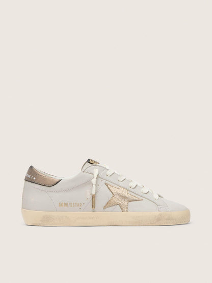 Golden Goose Super-Star With Crackle Leather Star And Metallic Foiled Leather Heel Tab Womens