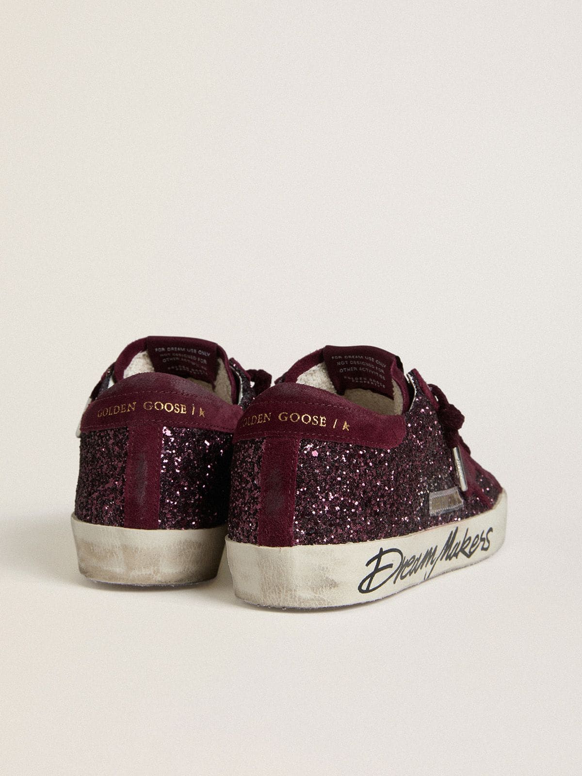 Golden Goose Womens Super-Star Ltd In Cherry Glitter With Cherry Suede Star Womens