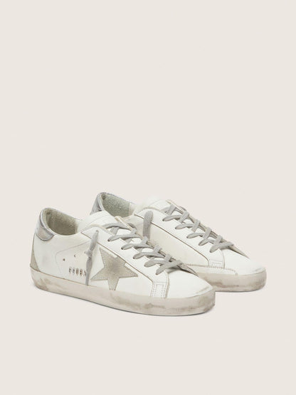 Golden Goose Womens Super-Star With Silver Heel Tab And Metal Stud Lettering Womens