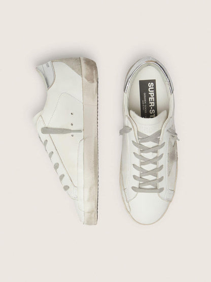 Golden Goose Womens Super-Star With Silver Heel Tab And Metal Stud Lettering Womens