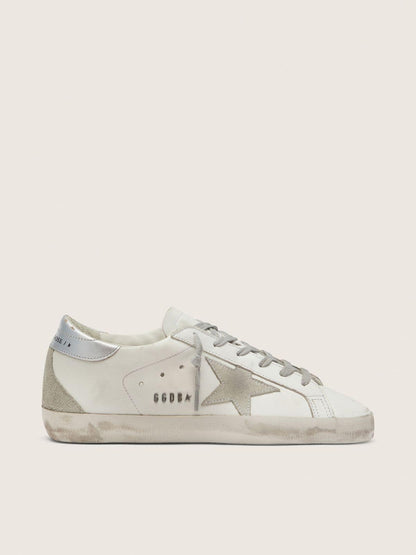 Golden Goose Womens Super-Star With Silver Heel Tab And Metal Stud Lettering Womens