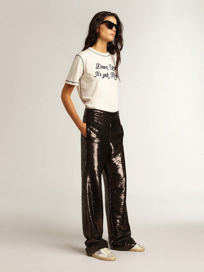 Golden Goose Womens Super-Star With Silver Glitter Star And Brown Glitter Heel Tab Womens