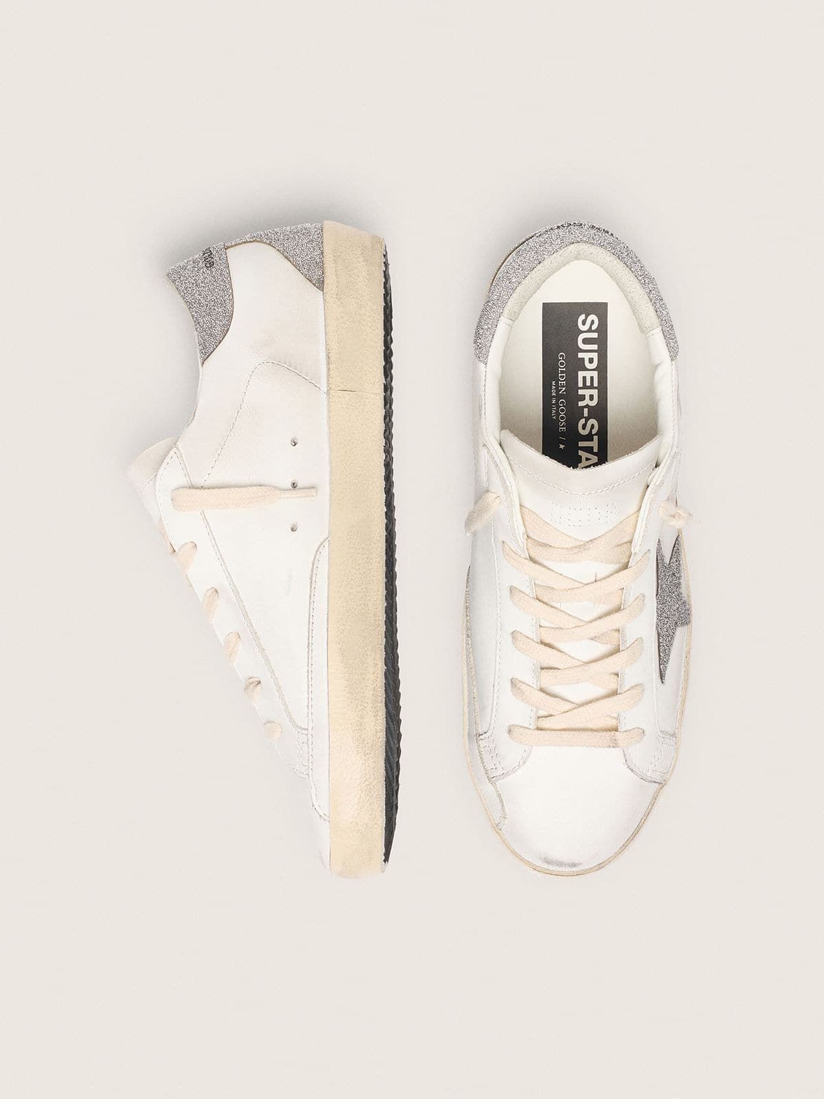 Golden Goose Womens Super-Star With Silver Swarovski Crystal Star And Heel Tab Womens
