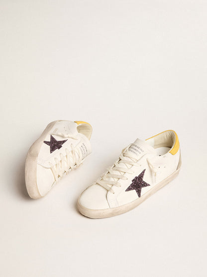 Golden Goose Womens Bio-Based Super-Star With Red Glitter Star And Leather Heel Tab Womens