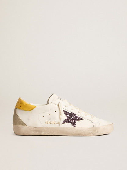 Golden Goose Womens Bio-Based Super-Star With Red Glitter Star And Leather Heel Tab Womens