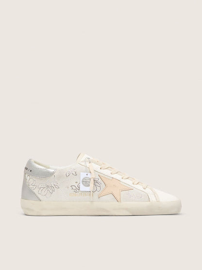 Golden Goose Womens Super-Star With Swarovski Crystals And Smoke Gray Leather Star Womens