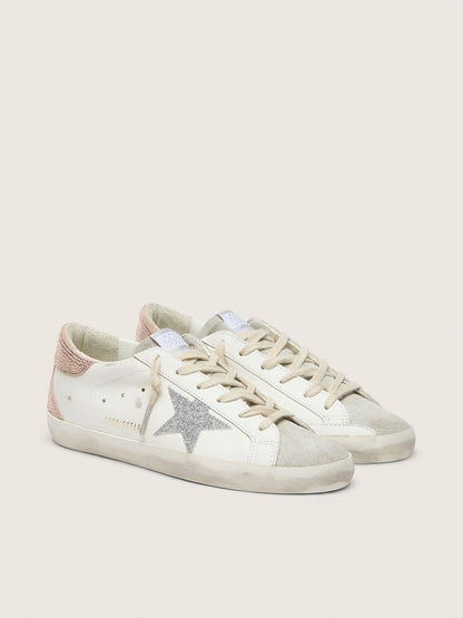 Golden Goose Womens Super-Star In Leather With Swarovski Crystal Star And Heel Tab Womens