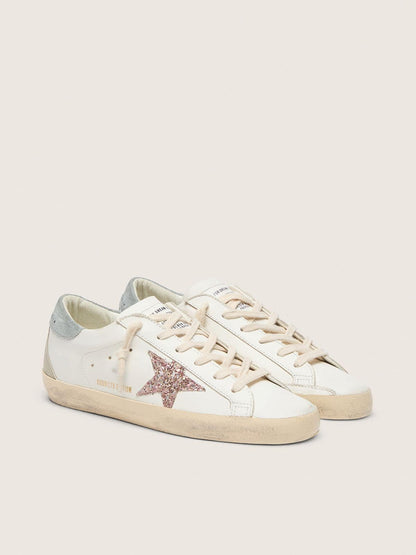 Golden Goose Womens Super-Star Ltd With Multicolor Glitter Star And Suede Heel Tab Womens