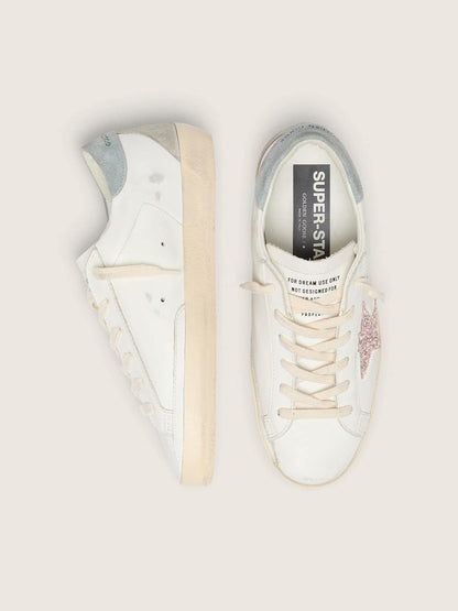 Golden Goose Womens Super-Star Ltd With Multicolor Glitter Star And Suede Heel Tab Womens